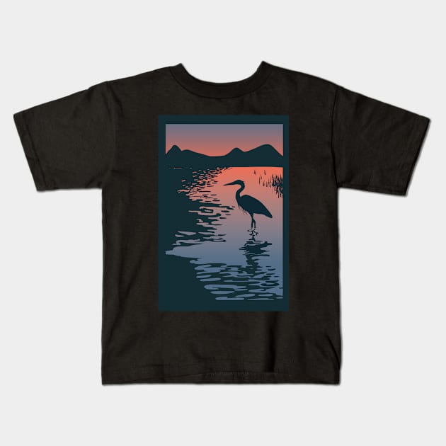 Meditation on the Heron Kids T-Shirt by divafern